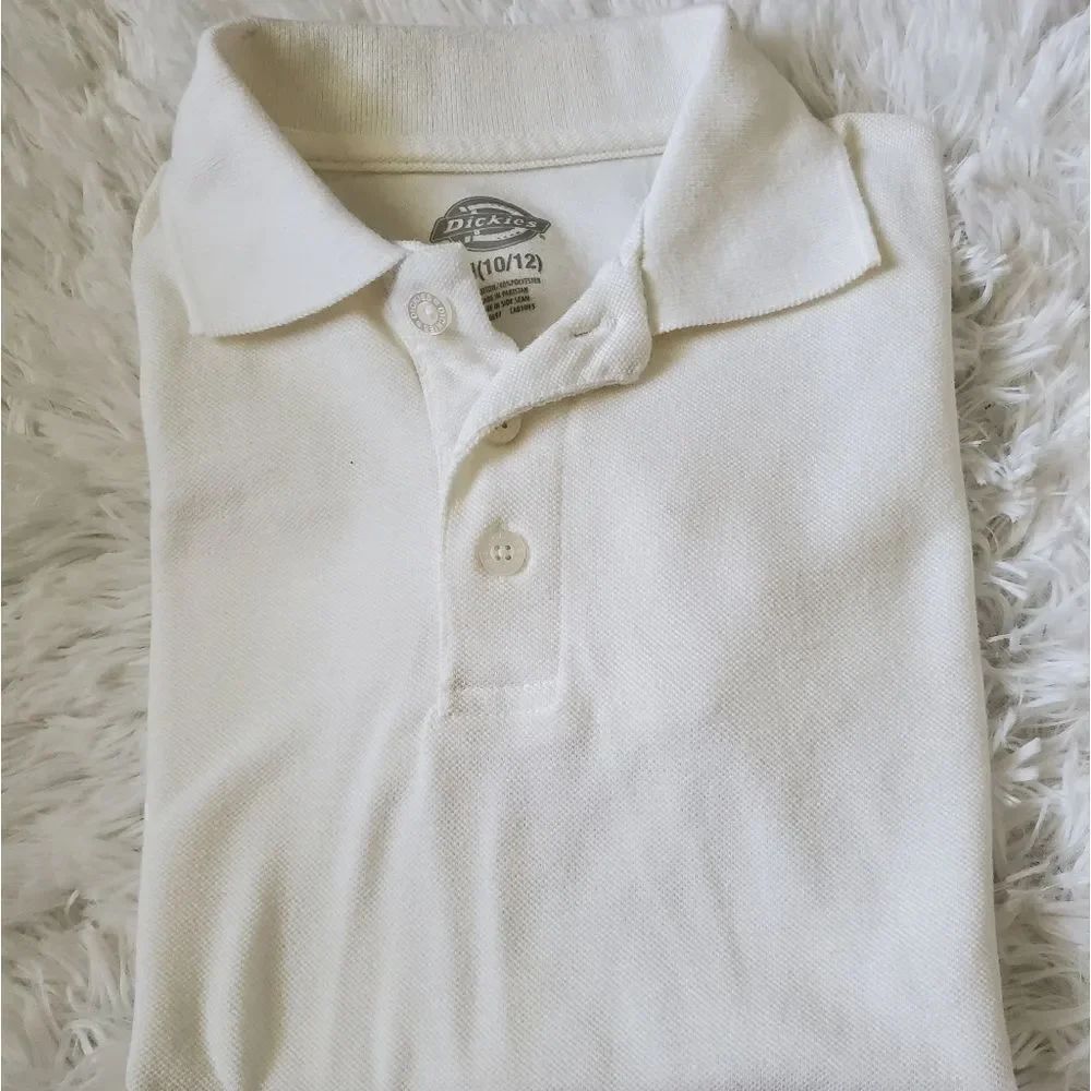 Dickies White Polo Short Sleeve Shirt Boy's Size M (10-12)